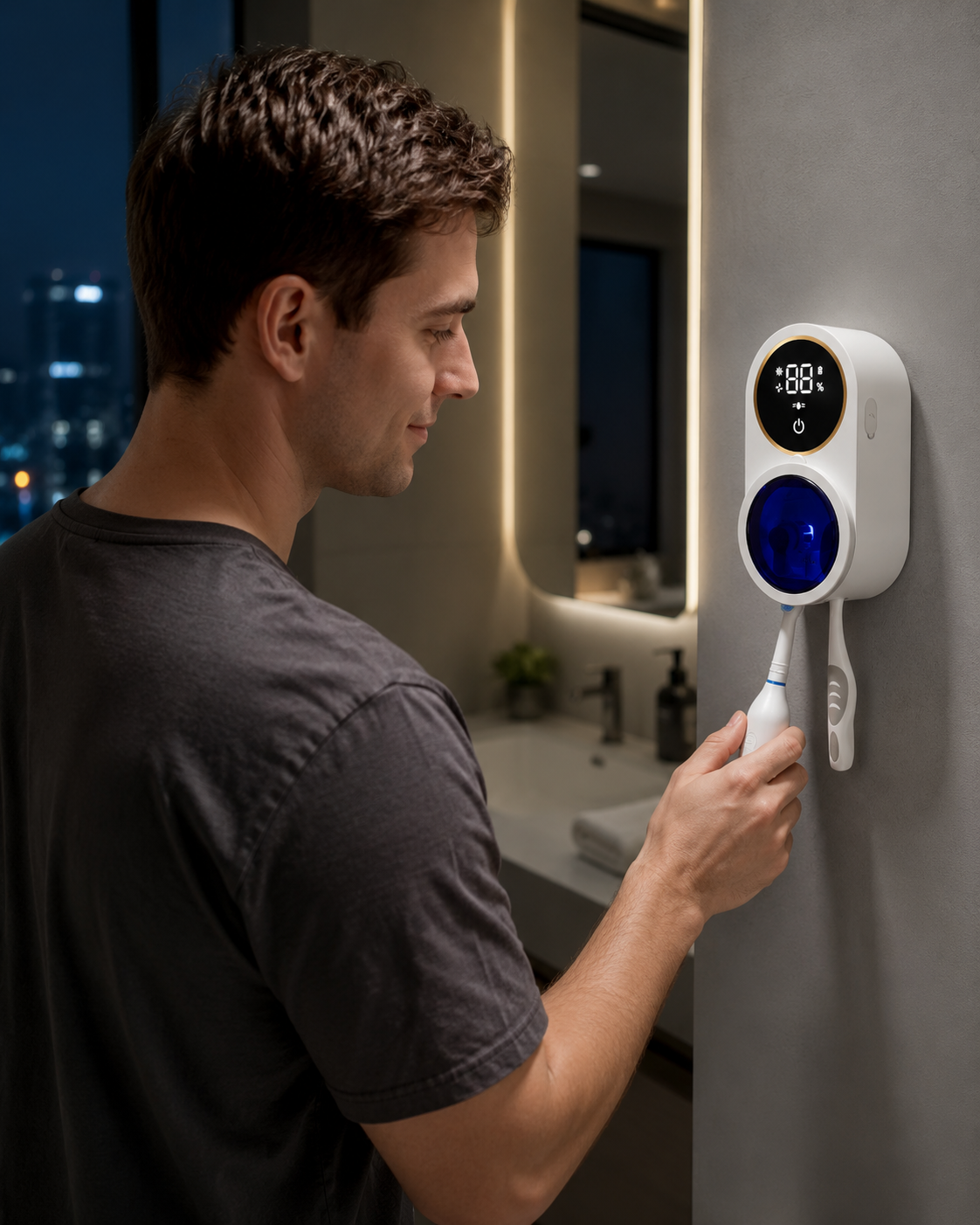 Cuméa Smile Station™ Limpiador UV y organizador inteligente para cepillos de dientes